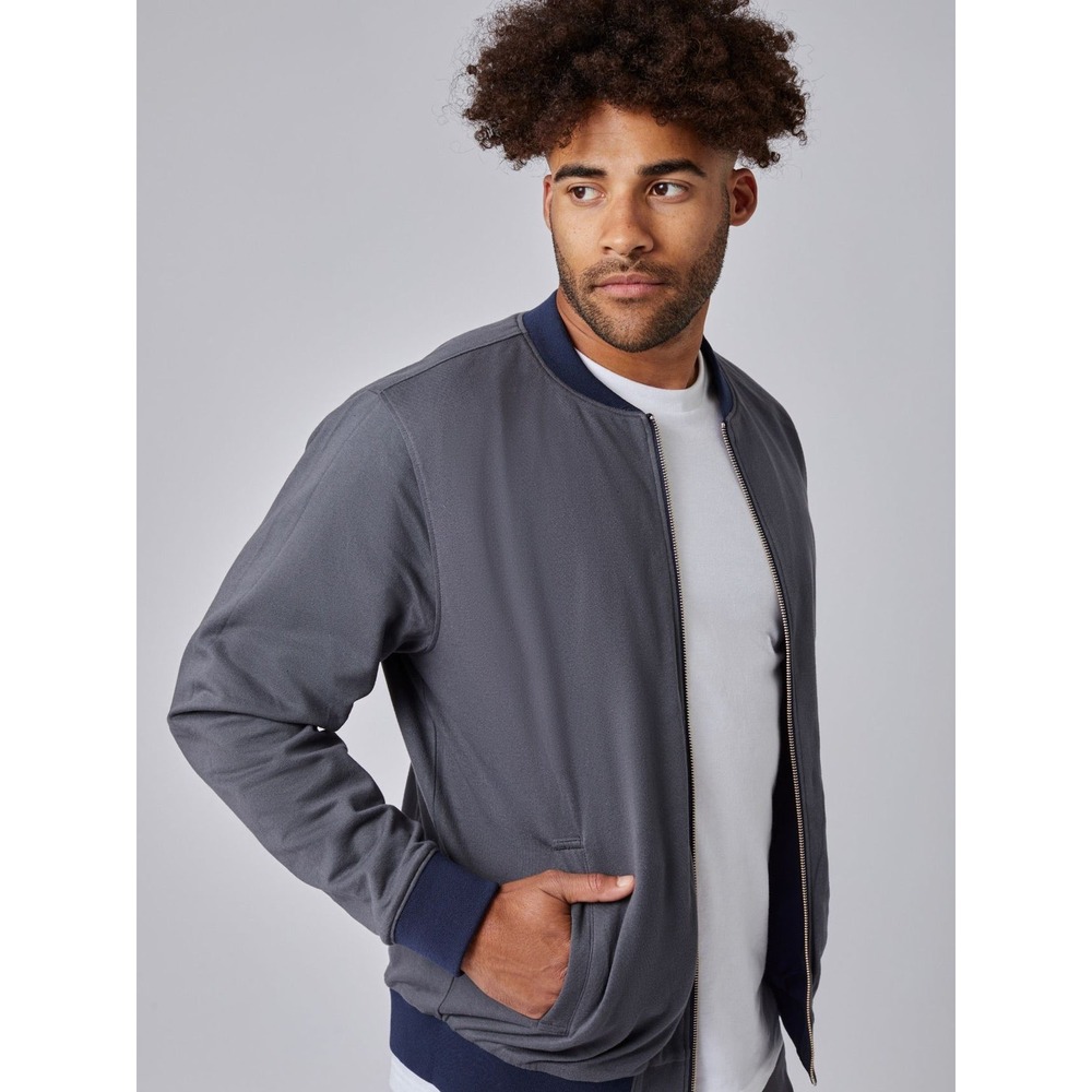 Fresh Clean Treads Reversible Bomber Jacket Navy and Grey Full Zip